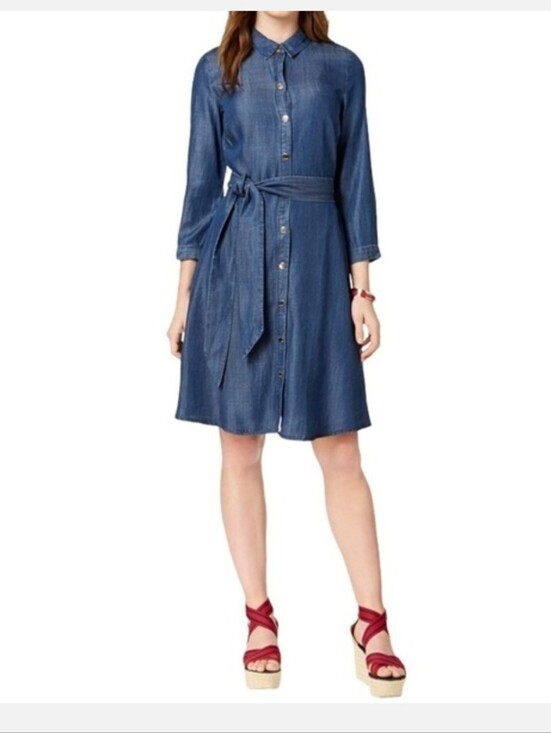 Tommy Hilfiger Dresses & Skirts - Tommy Hilfiger 3/4 Sleeve Chambray Shirt Dress